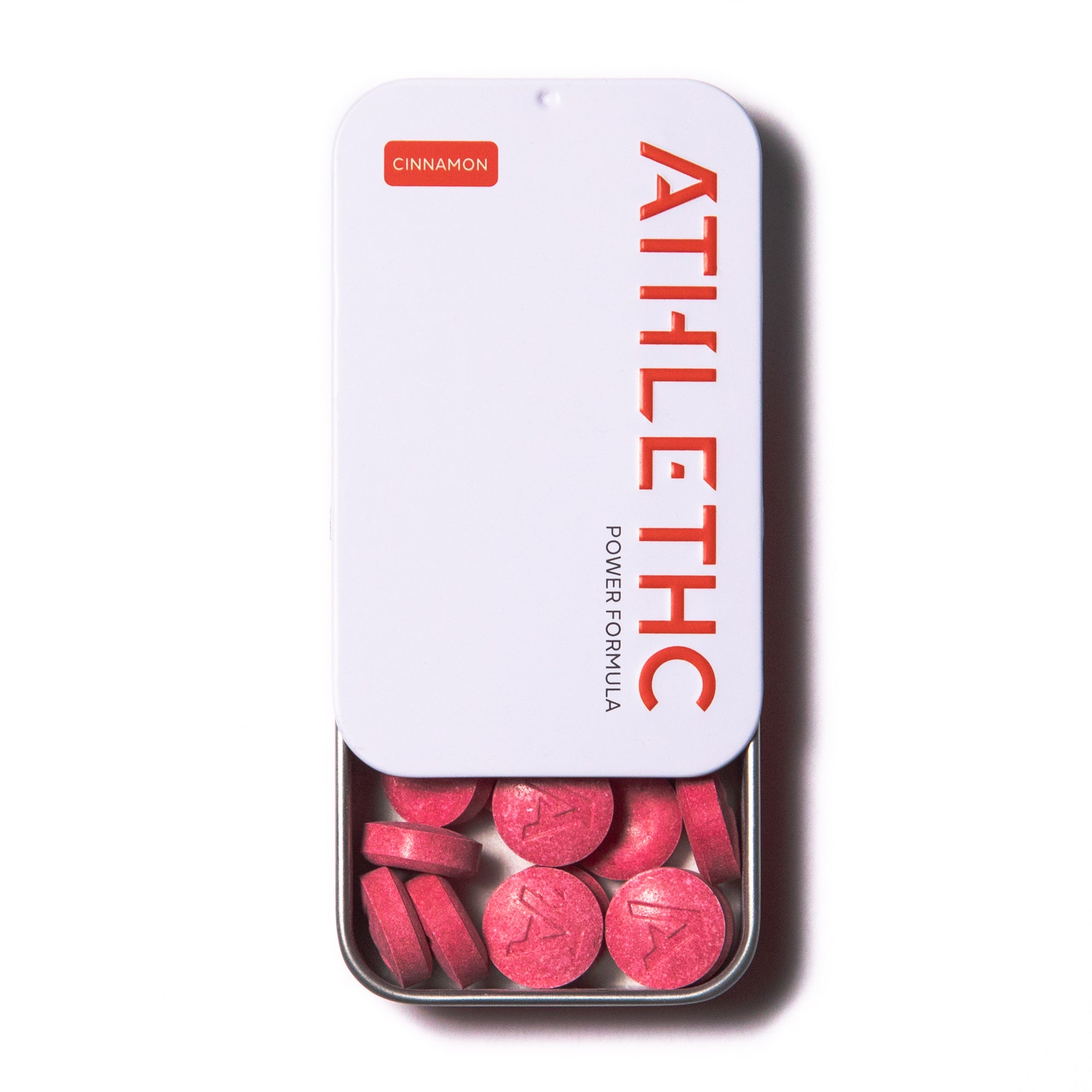 Tin of ATHLETHC Power Formula Cinnamon Microdose THC mints.