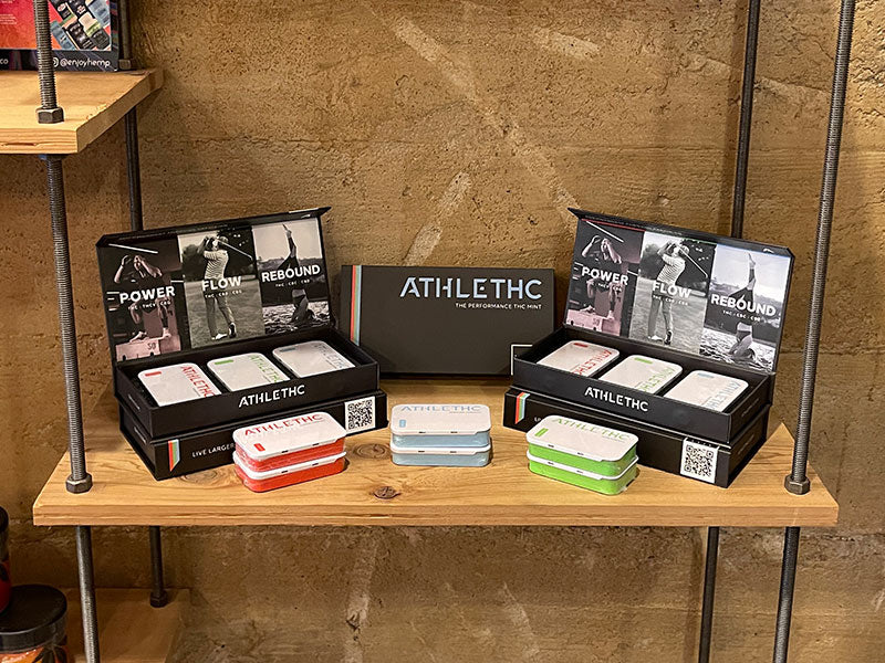 Retail display of ATHLETHC mints