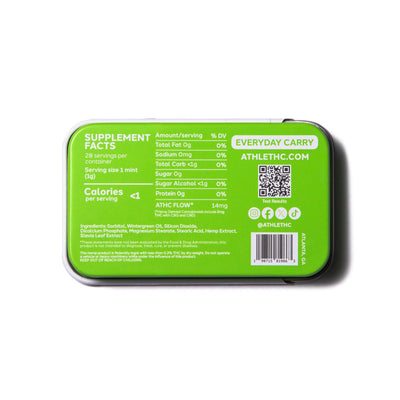 Backside of the Flow Formula tin showing nutritional facts and ingredients.